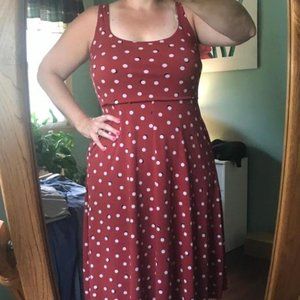 Polka Dot Empire Waist Fit And Flare Dress